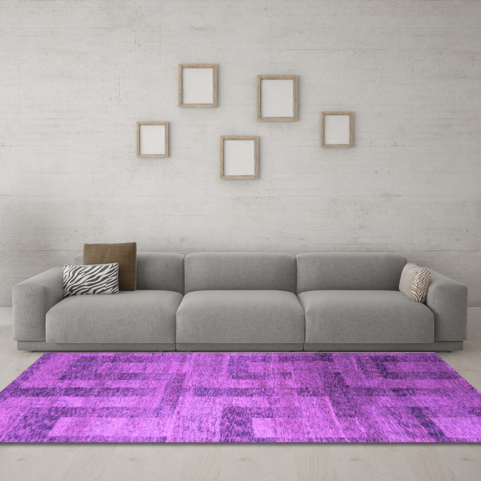 Machine Washable Abstract Purple Modern Area Rugs in a Living Room, wshabs5253pur
