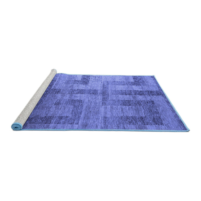 Sideview of Machine Washable Abstract Blue Modern Rug, wshabs5253blu