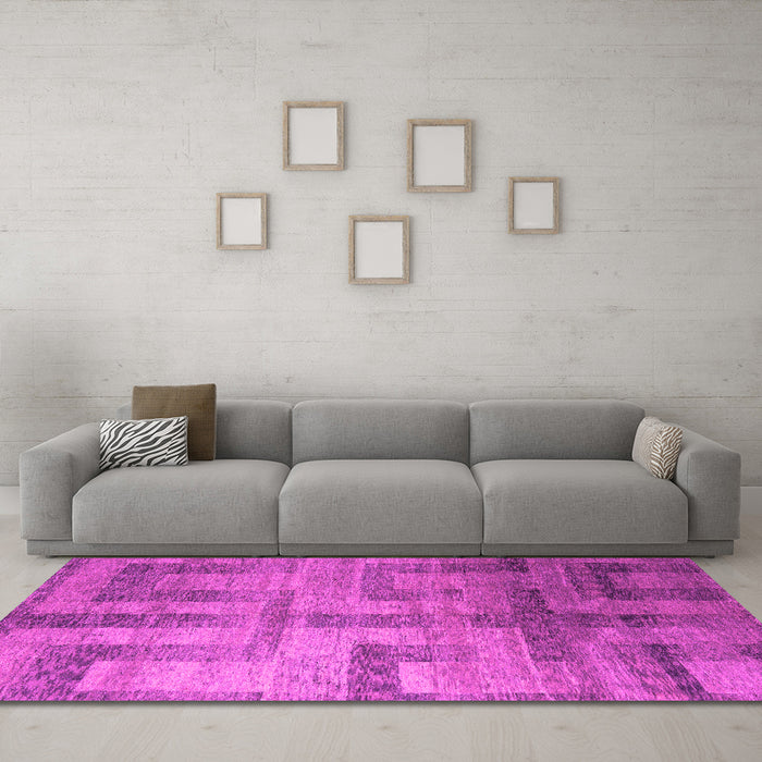 Machine Washable Abstract Pink Modern Rug in a Living Room, wshabs5253pnk