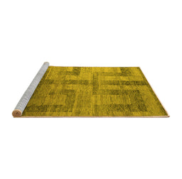 Sideview of Machine Washable Abstract Yellow Modern Rug, wshabs5253yw