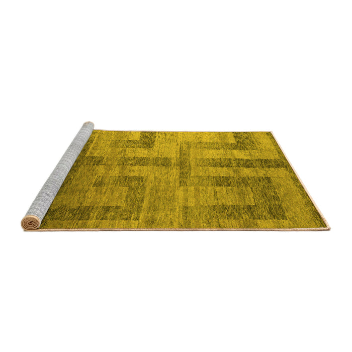 Sideview of Machine Washable Abstract Yellow Modern Rug, wshabs5253yw