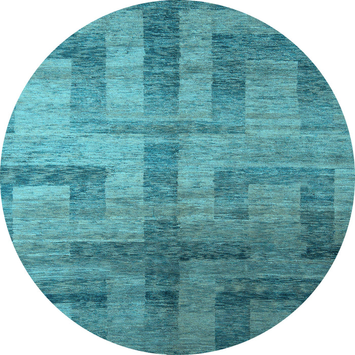 Round Machine Washable Abstract Light Blue Modern Rug, wshabs5253lblu