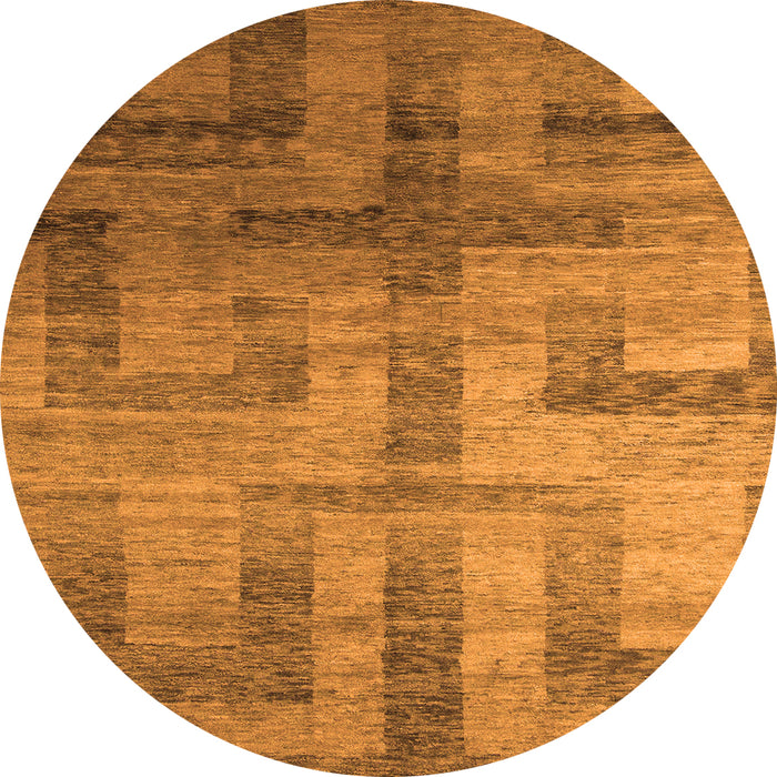 Round Machine Washable Abstract Orange Modern Area Rugs, wshabs5253org