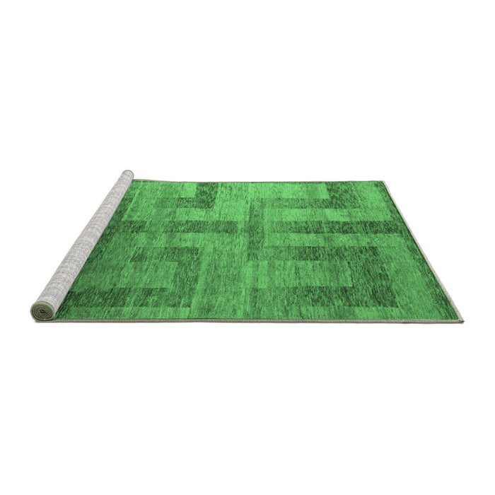 Sideview of Machine Washable Abstract Emerald Green Modern Area Rugs, wshabs5253emgrn