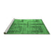 Sideview of Machine Washable Abstract Emerald Green Modern Area Rugs, wshabs5253emgrn