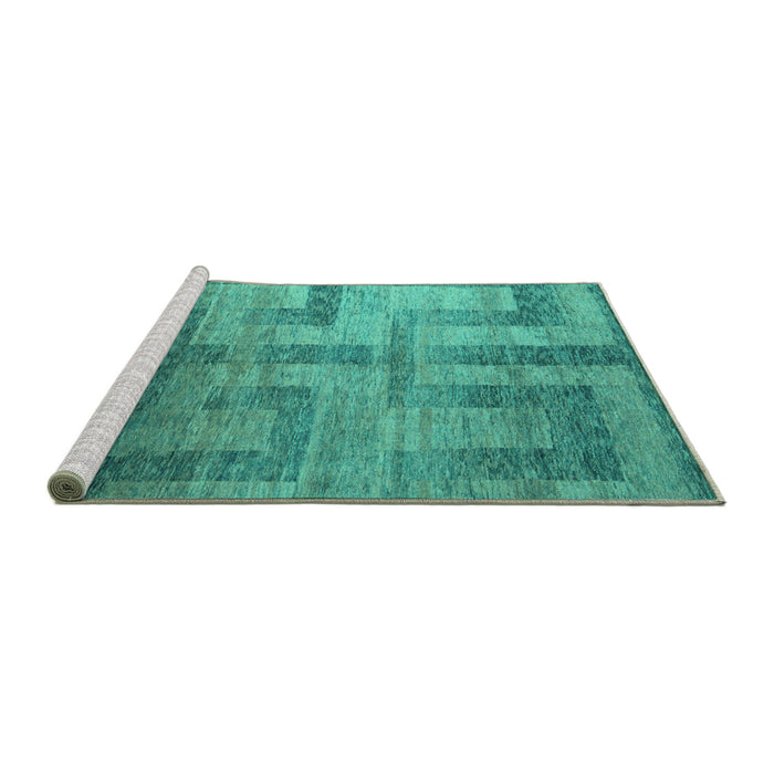 Sideview of Machine Washable Abstract Turquoise Modern Area Rugs, wshabs5253turq