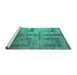 Sideview of Machine Washable Abstract Turquoise Modern Area Rugs, wshabs5253turq