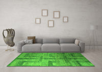 Machine Washable Abstract Green Modern Rug, wshabs5253grn