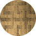 Round Abstract Brown Modern Rug, abs5253brn