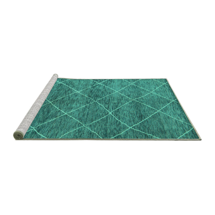 Sideview of Machine Washable Abstract Turquoise Modern Area Rugs, wshabs5254turq