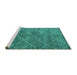 Sideview of Machine Washable Abstract Turquoise Modern Area Rugs, wshabs5254turq