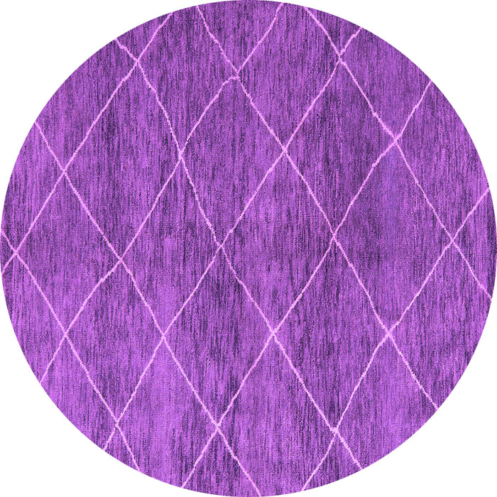 Round Machine Washable Abstract Purple Modern Area Rugs, wshabs5254pur