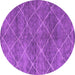 Round Machine Washable Abstract Purple Modern Area Rugs, wshabs5254pur