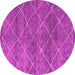 Round Machine Washable Abstract Pink Modern Rug, wshabs5254pnk