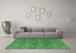 Machine Washable Abstract Emerald Green Modern Area Rugs in a Living Room,, wshabs5254emgrn