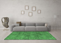 Machine Washable Abstract Emerald Green Modern Rug, wshabs5254emgrn