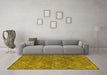 Machine Washable Abstract Yellow Modern Rug in a Living Room, wshabs5254yw