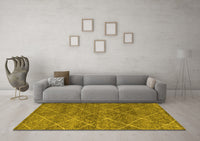 Machine Washable Abstract Yellow Modern Rug, wshabs5254yw