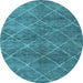 Round Abstract Light Blue Modern Rug, abs5254lblu