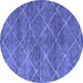 Round Abstract Blue Modern Rug, abs5254blu