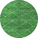 Round Abstract Emerald Green Modern Rug, abs5254emgrn