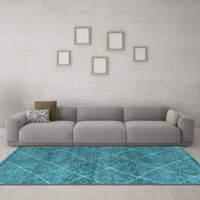 Machine Washable Abstract Light Blue Modern Rug in a Living Room, wshabs5254lblu