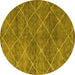 Round Machine Washable Abstract Yellow Modern Rug, wshabs5254yw