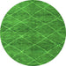 Round Machine Washable Abstract Green Modern Area Rugs, wshabs5254grn