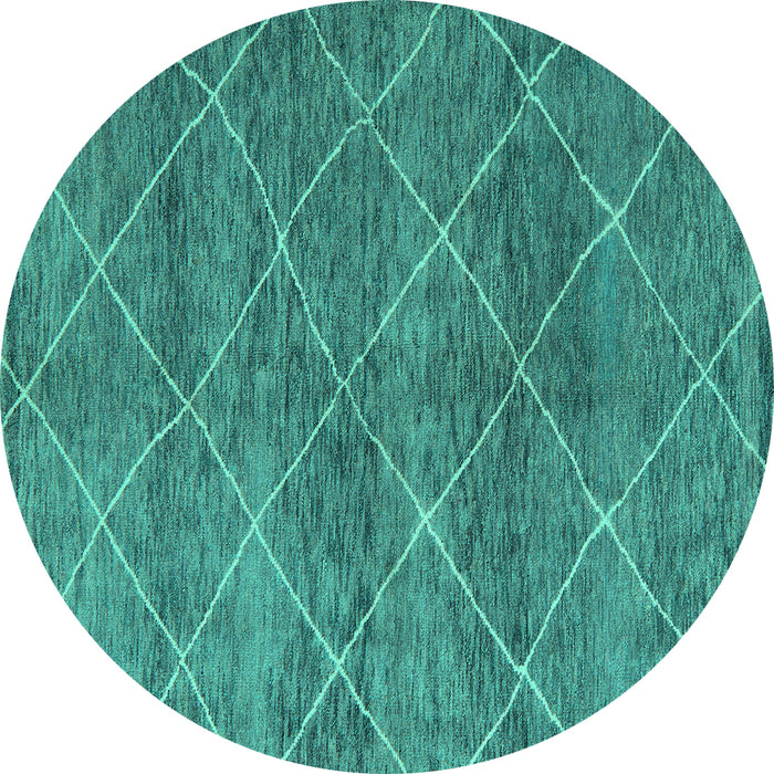Round Machine Washable Abstract Turquoise Modern Area Rugs, wshabs5254turq