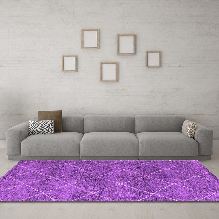 Machine Washable Abstract Purple Modern Area Rugs in a Living Room, wshabs5254pur