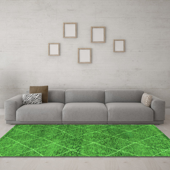 Machine Washable Abstract Green Modern Area Rugs in a Living Room,, wshabs5254grn