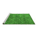 Sideview of Machine Washable Abstract Green Modern Area Rugs, wshabs5254grn