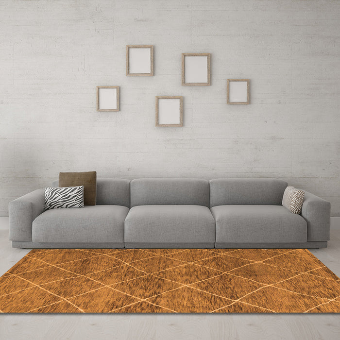 Machine Washable Abstract Orange Modern Area Rugs in a Living Room, wshabs5254org