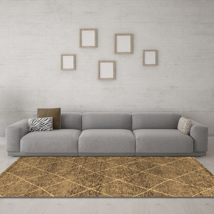 Machine Washable Abstract Brown Modern Rug in a Living Room,, wshabs5254brn