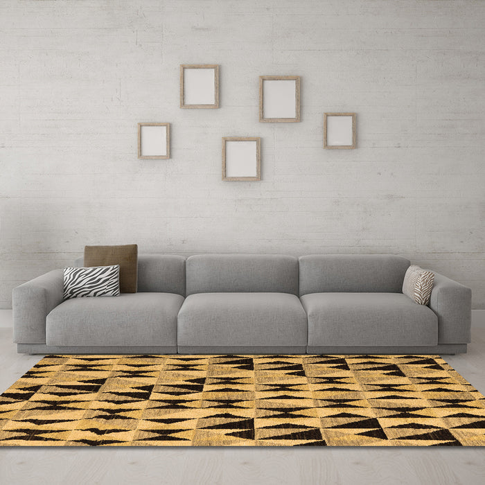 Machine Washable Abstract Brown Modern Rug in a Living Room,, wshabs5255brn