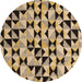 Round Machine Washable Abstract Dark Brown Rug, wshabs5255