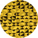 Round Abstract Yellow Modern Rug, abs5255yw