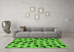 Machine Washable Abstract Green Modern Area Rugs in a Living Room,, wshabs5255grn