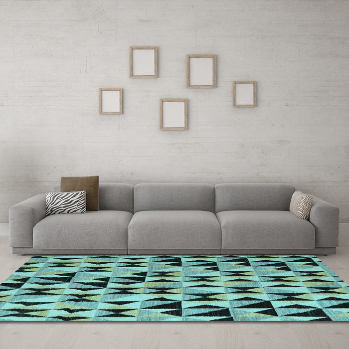 Machine Washable Abstract Light Blue Modern Rug in a Living Room, wshabs5255lblu