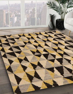 Machine Washable Abstract Dark Brown Rug in a Family Room, wshabs5255