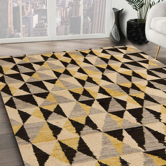 Machine Washable Abstract Dark Brown Rug in a Family Room, wshabs5255