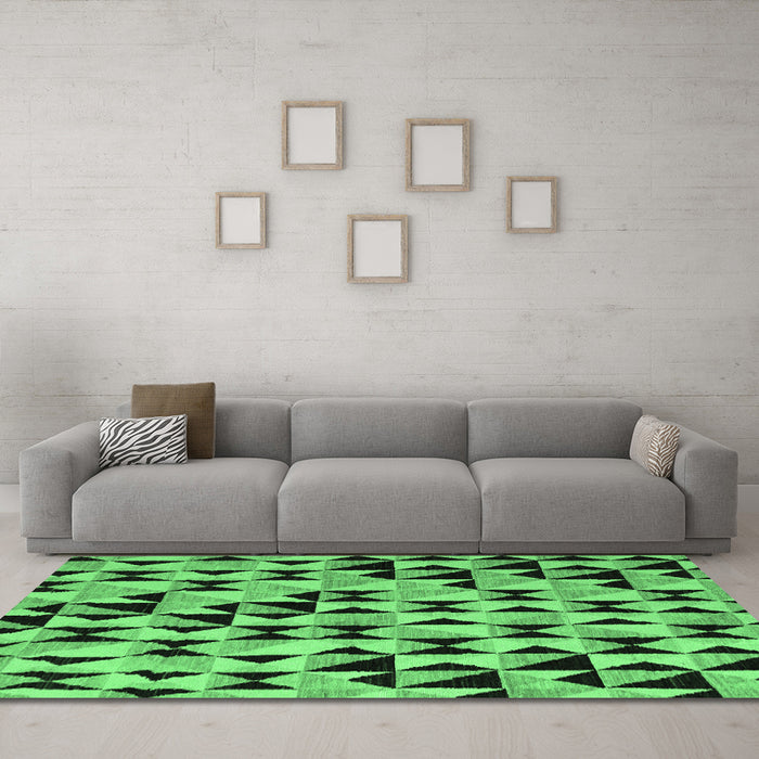 Machine Washable Abstract Emerald Green Modern Area Rugs in a Living Room,, wshabs5255emgrn