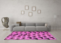 Machine Washable Abstract Pink Modern Rug, wshabs5255pnk