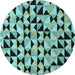 Round Machine Washable Abstract Light Blue Modern Rug, wshabs5255lblu