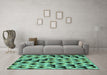 Machine Washable Abstract Turquoise Modern Area Rugs in a Living Room,, wshabs5255turq