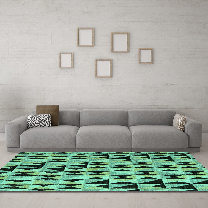 Machine Washable Abstract Turquoise Modern Area Rugs in a Living Room,, wshabs5255turq