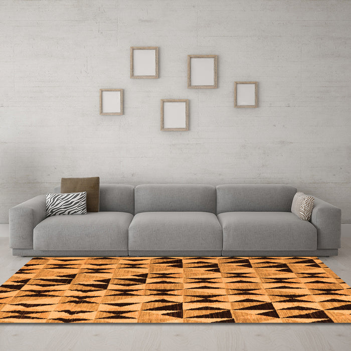 Machine Washable Abstract Orange Modern Area Rugs in a Living Room, wshabs5255org