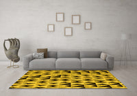 Machine Washable Abstract Yellow Modern Rug, wshabs5255yw