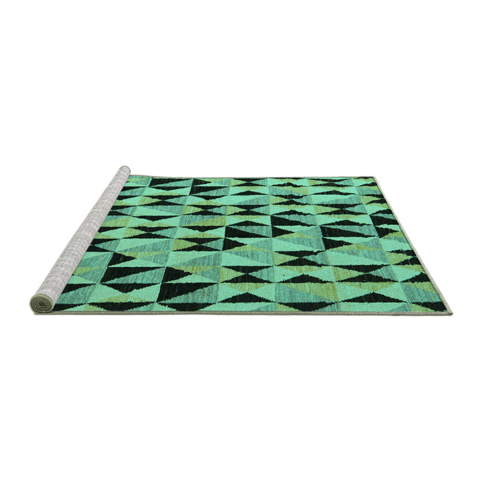 Sideview of Machine Washable Abstract Turquoise Modern Area Rugs, wshabs5255turq