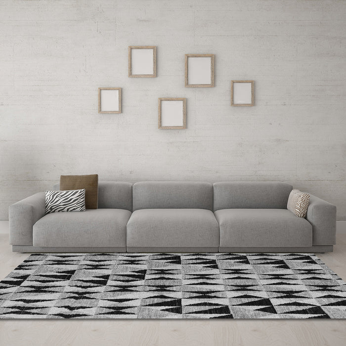 Machine Washable Abstract Gray Modern Rug in a Living Room,, wshabs5255gry